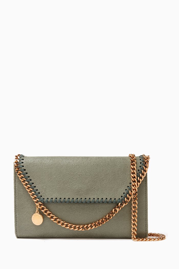 

Mini Falabella Wallet Crossbody Bag in Matte Shaggy Deer eco Leather, Green