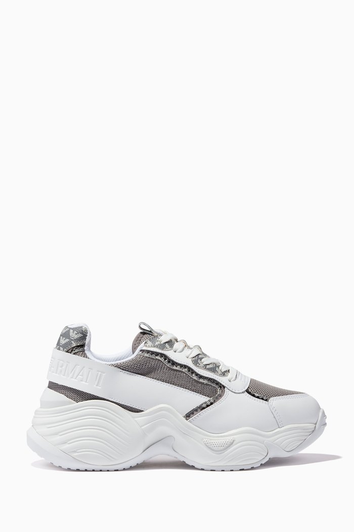 

Angel Cube Sneaker in Leather & Suede, White