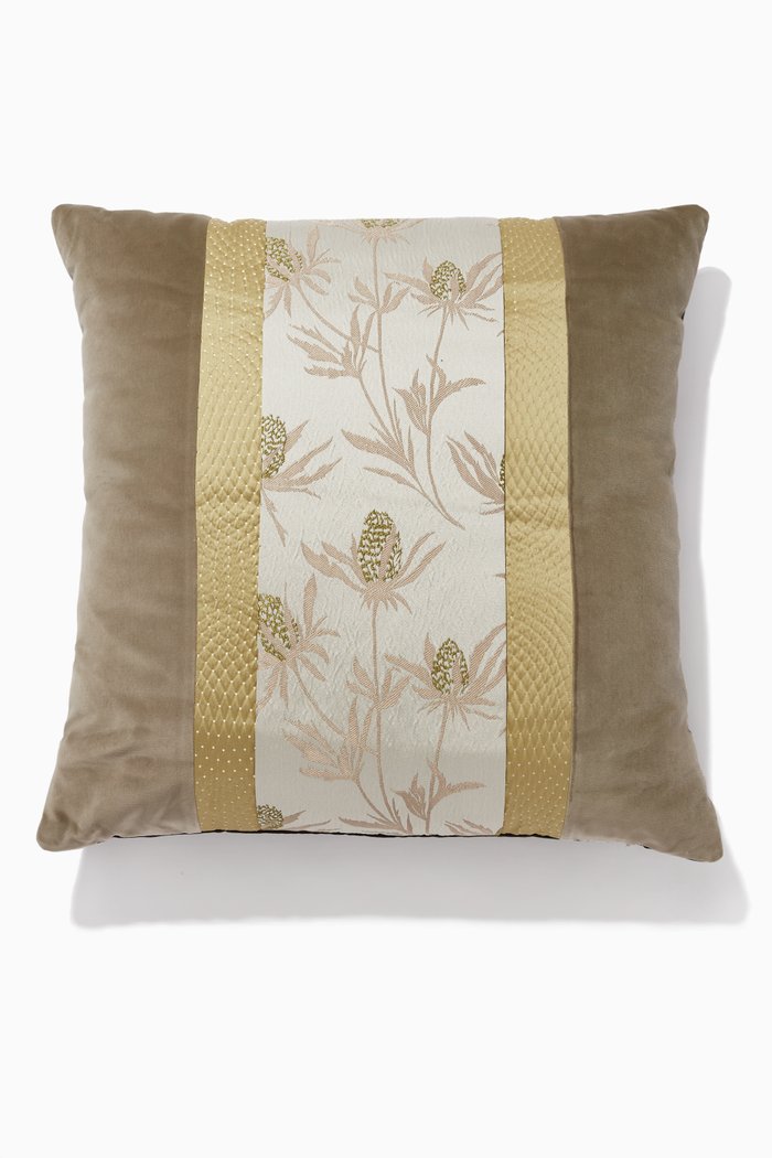 

Flowery Stripe Velvet Cushion, 60 x 60, Multicolour