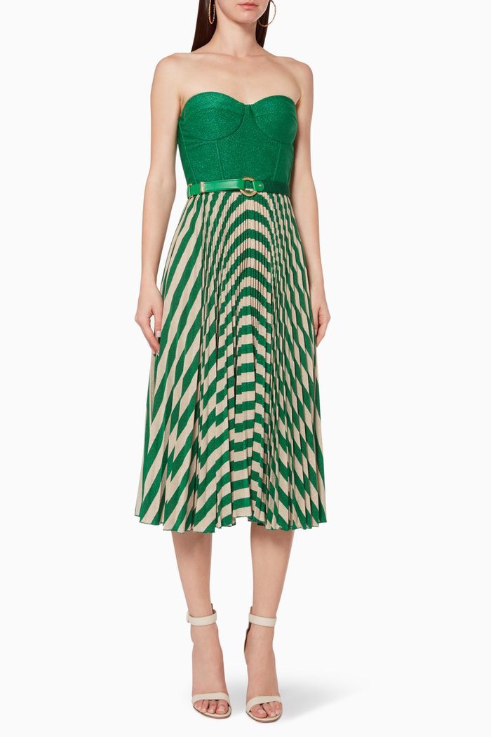 

Pleated Jersey Dress, Green