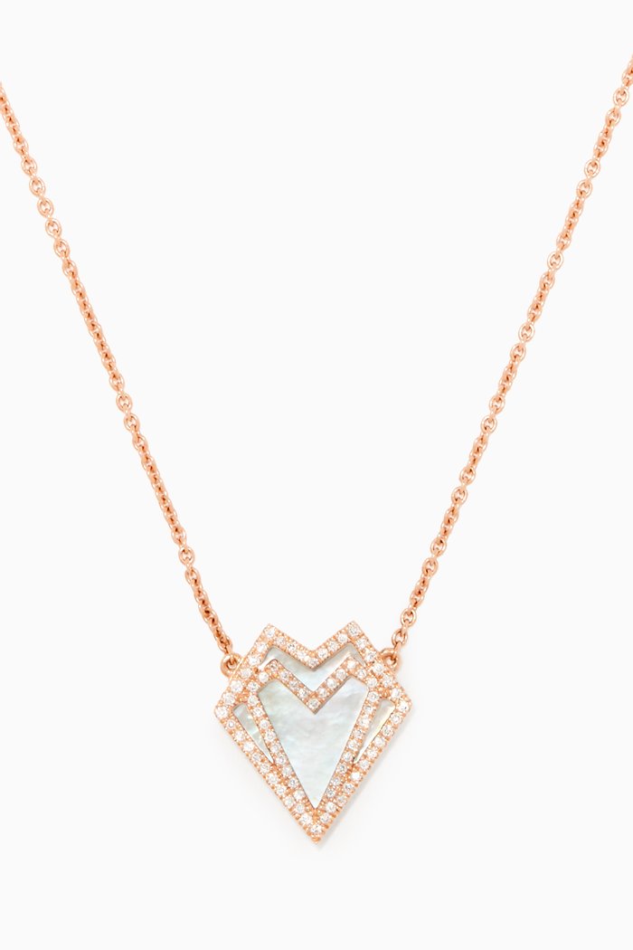 

My Heart Mother Of Pearl Diamond Necklace, Rose gold