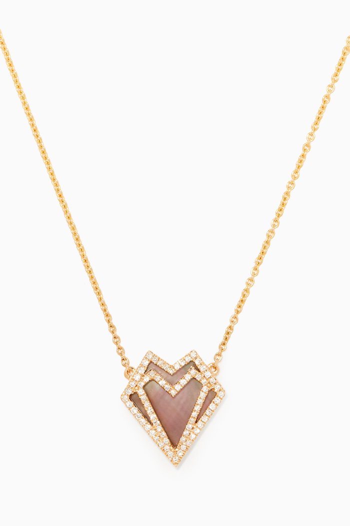 

My Heart Mother Of Pearl & Diamond Necklace, Gold