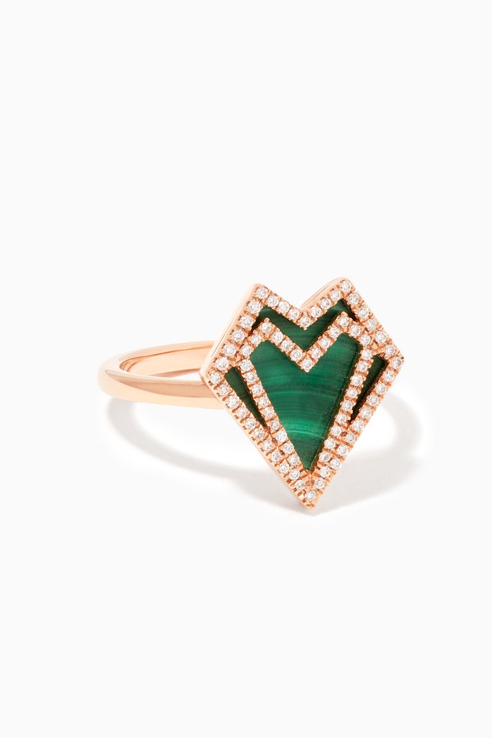 

My Heart Malachite & Diamond Ring, Rose gold