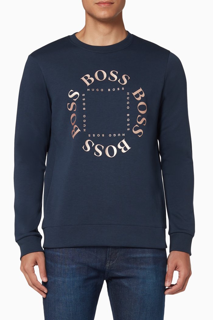

Layered Metallic Logo Sweatshirt, Blue