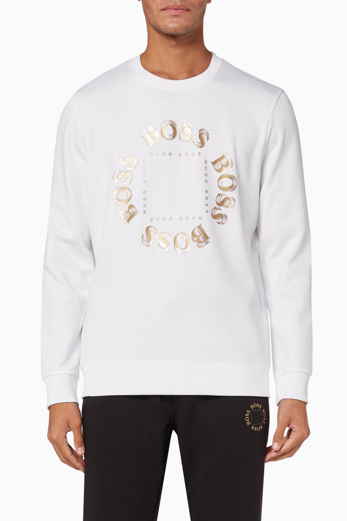 

Layered Metallic Logo Sweatshirt, White
