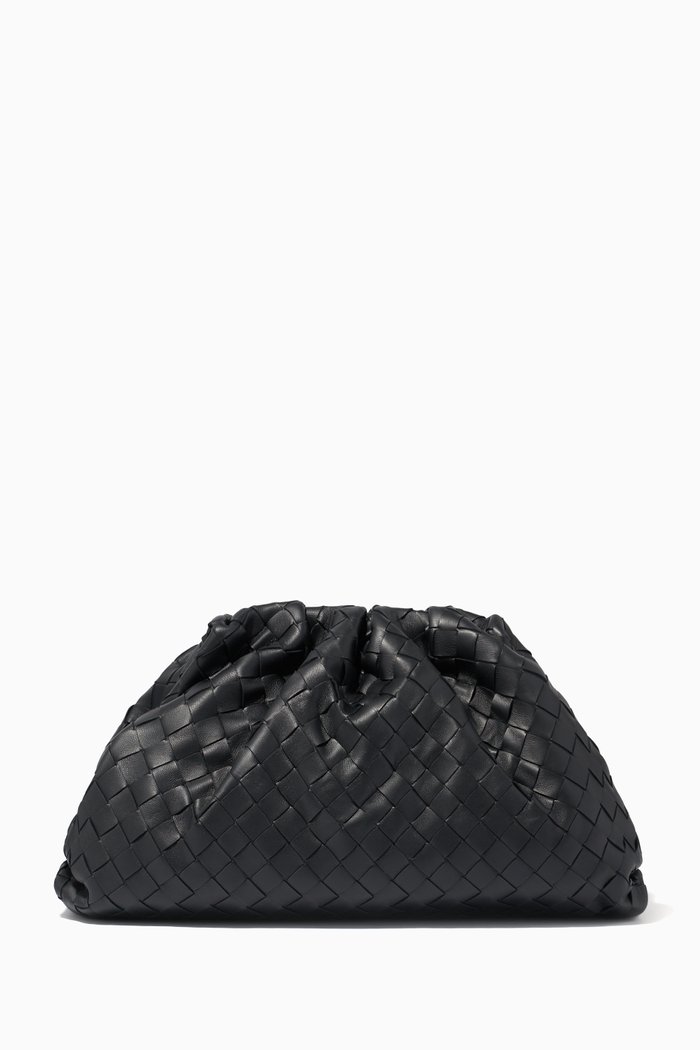 The Pouch Intrecciato Nappa Clutch, Black