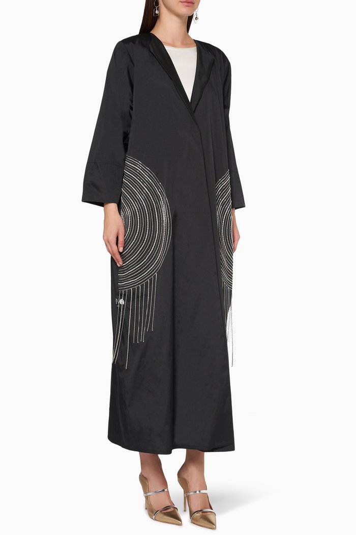 

Crystal Embellished Abaya, Black