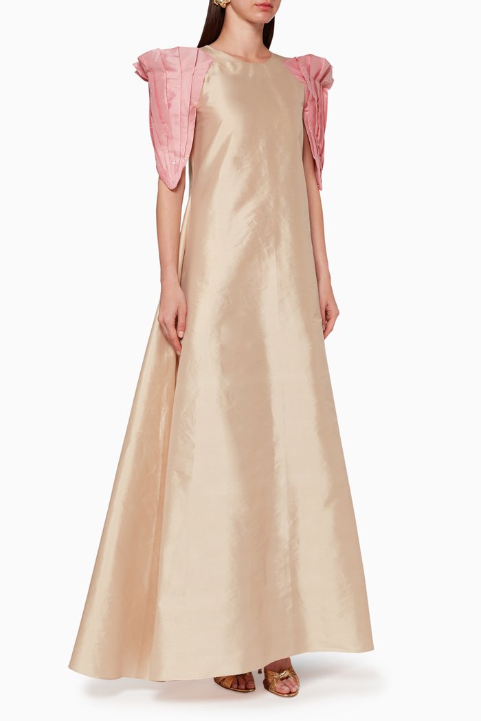 

Embellished Silk Dress, Neutral