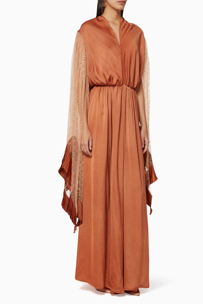 

Tulle Wide-Leg Jumpsuit, Brown