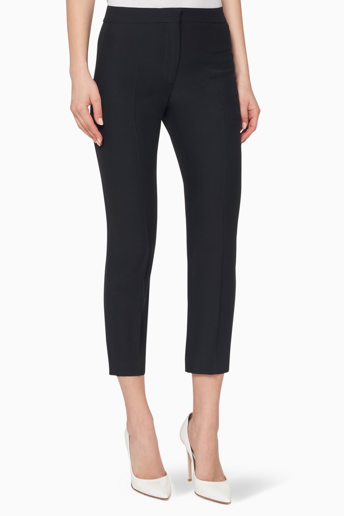 

Leaf Crepe Cigarette Pants, Black