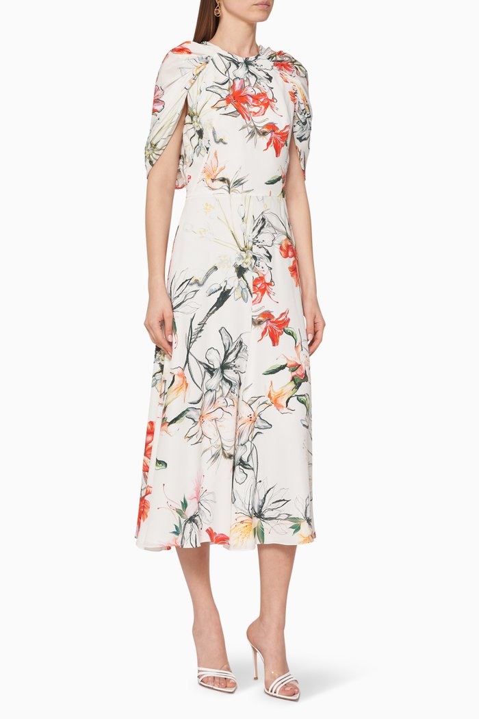 

Endangered Flower Silk Dress, White