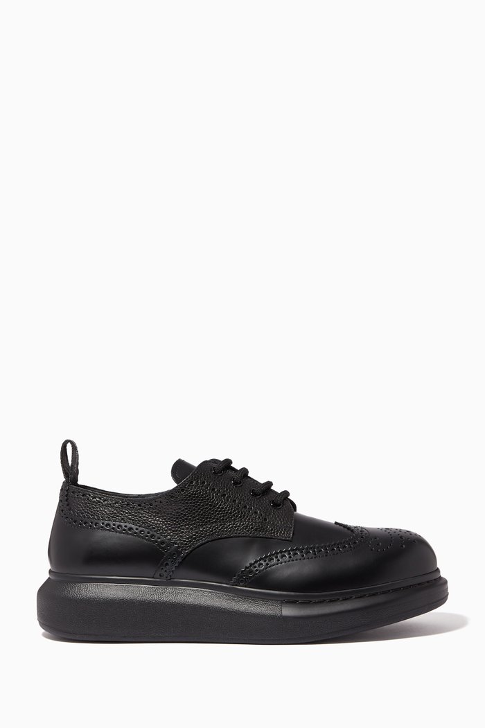 

Hybrid Leather Lace-Up Shoes, Black