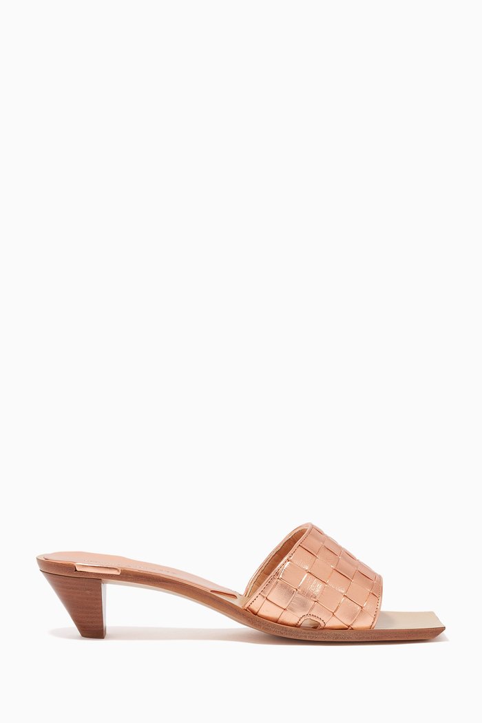 

Ravello Intrecciato Metallic Leather Mules, Green