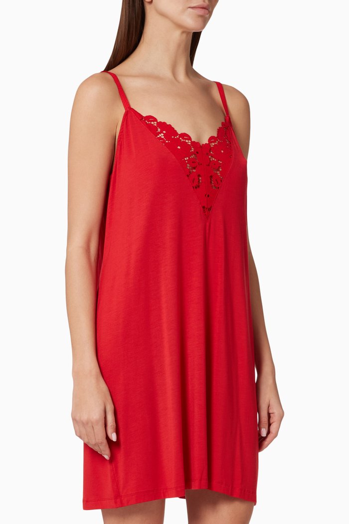 

Naya Double Lace Insert Chemise, Red