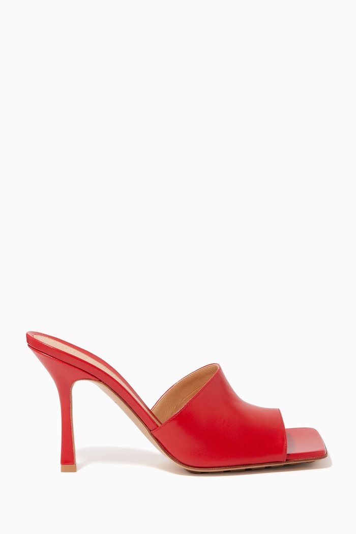 

Stretch Nappa Leather Mule Sandals, Red