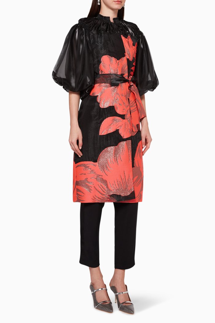 

Floral Belted Jacket, Black