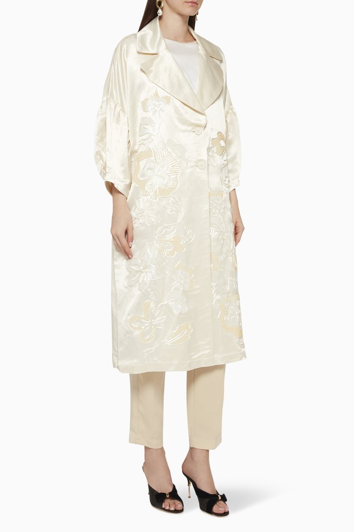 

Embroidered Satin Jacket, Multicolour