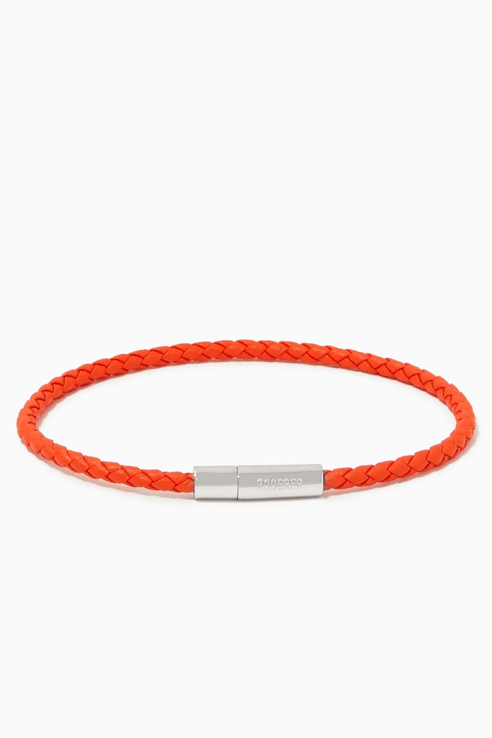 

Gianni Sterling Silver & Woven Leather Bracelet, Orange