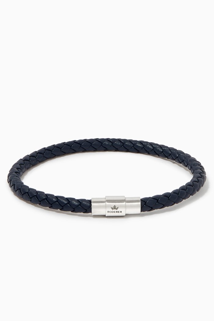 

Sergio Woven Leather Bracelet, Blue