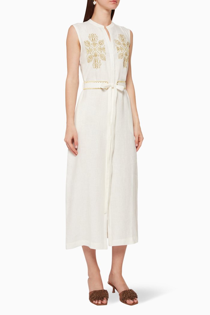 

Embroidered Shirt Dress, White