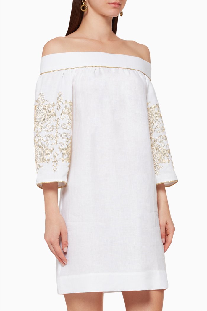 

Penelope Embroidered Dress, White