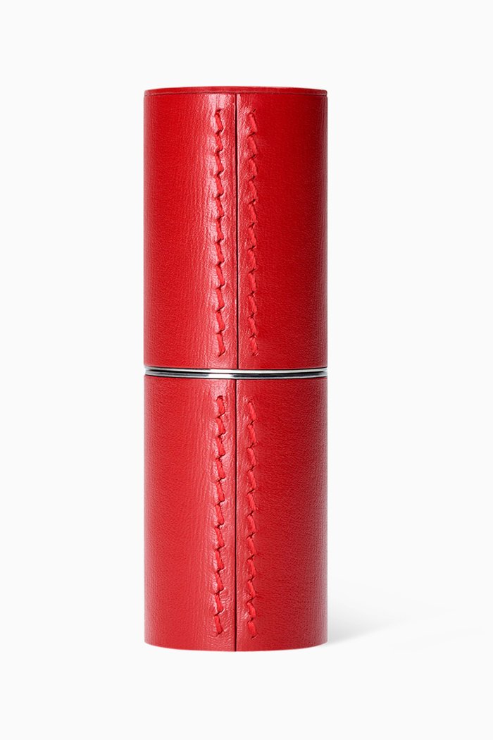 

Red Refillable Fine Leather Lipstick Case