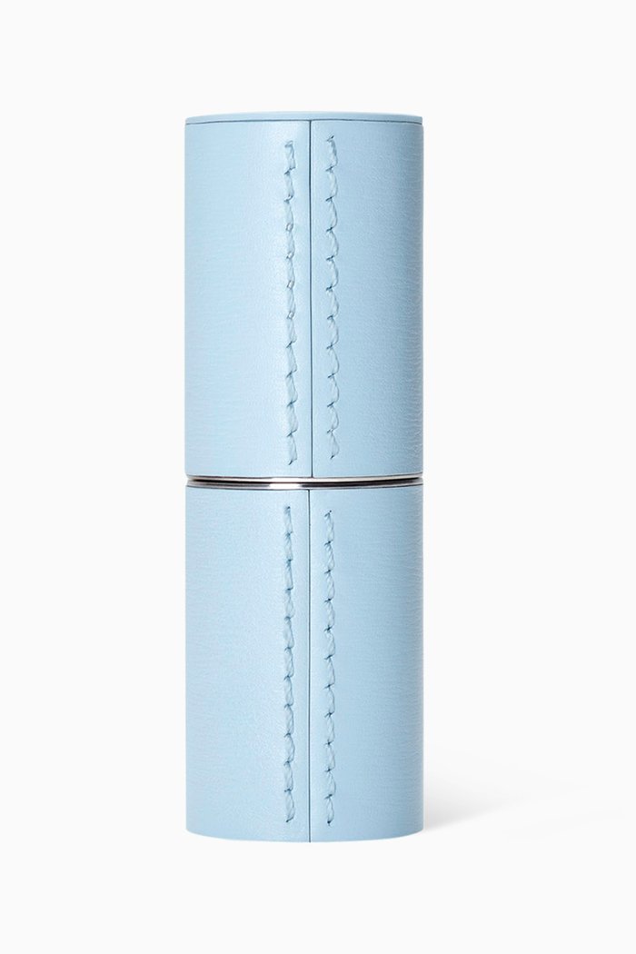 

Blue Refillable Fine Leather Lipstick Case