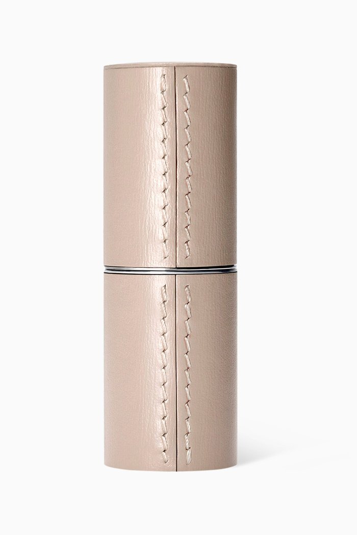 

Beige Refillable Fine Leather Lipstick Case, Neutral