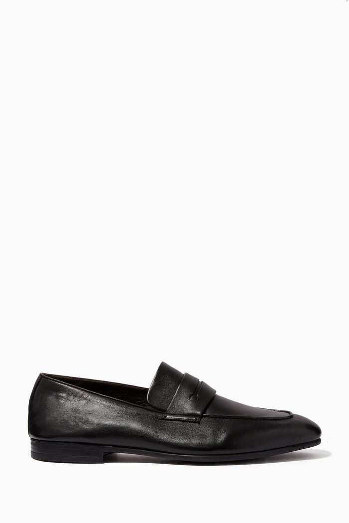 

L'Asola Lamb Nappa Loafers, Black