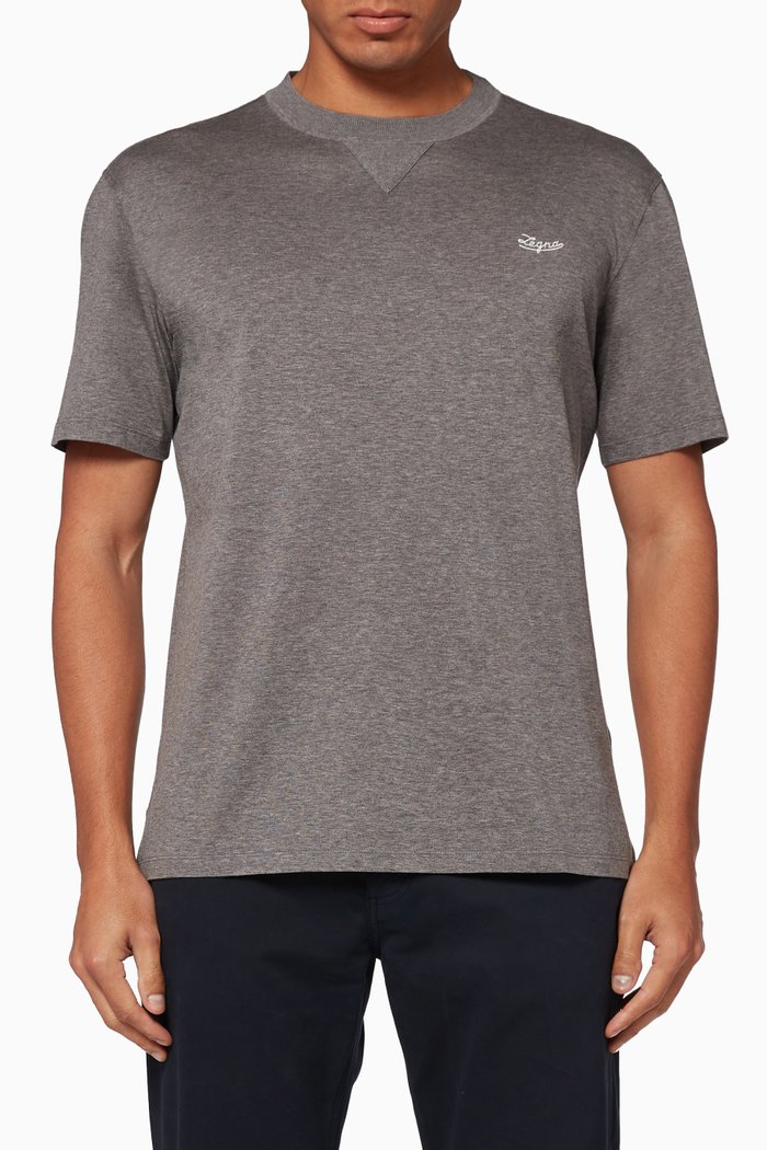 

Embroidered Logo Jersey T-Shirt, Grey