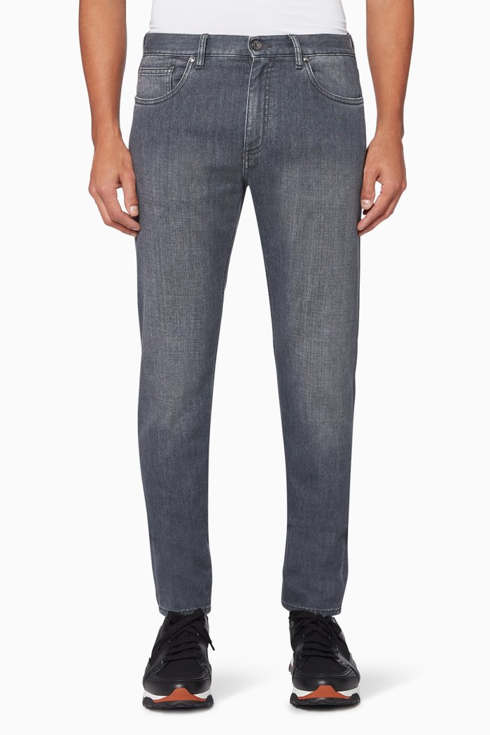 

Straight Leg Stretch Denim Jeans, Grey