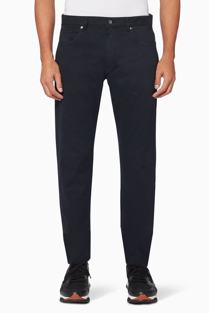 

Stretch Cotton Tailored Pants, Blue