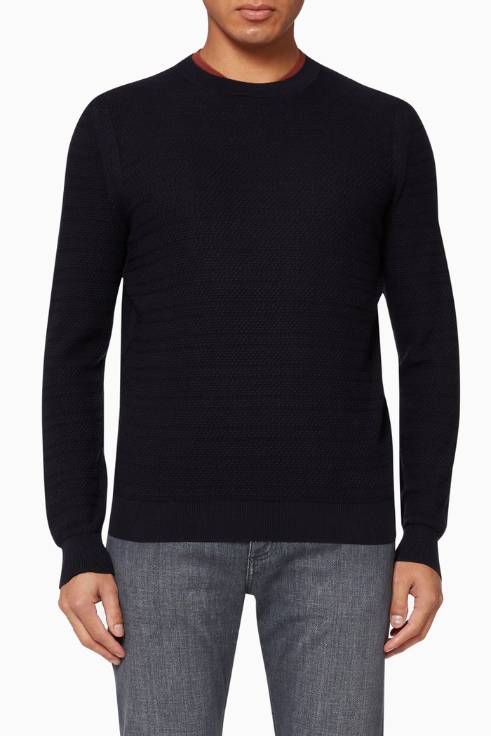 

Crewneck Wool Sweater, Blue