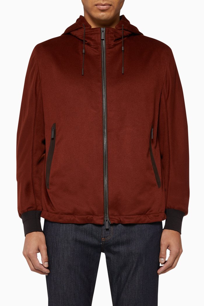 

Cashmere Hooded Jacket, Burgundy
