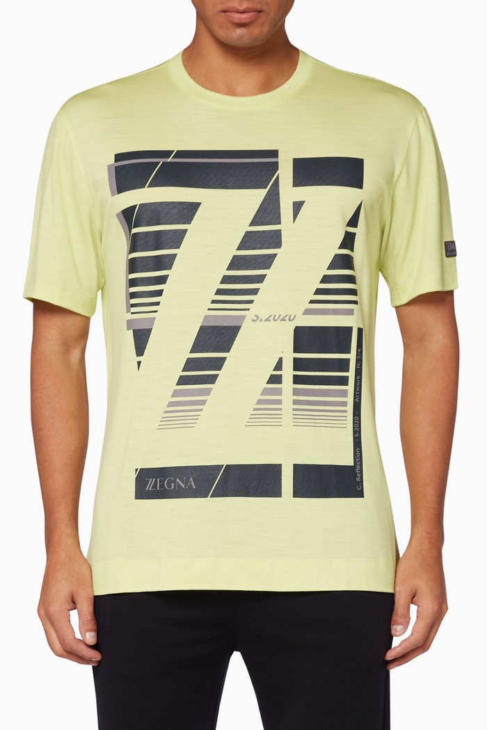 

Abstract Logo Print Cotton T-Shirt, Yellow