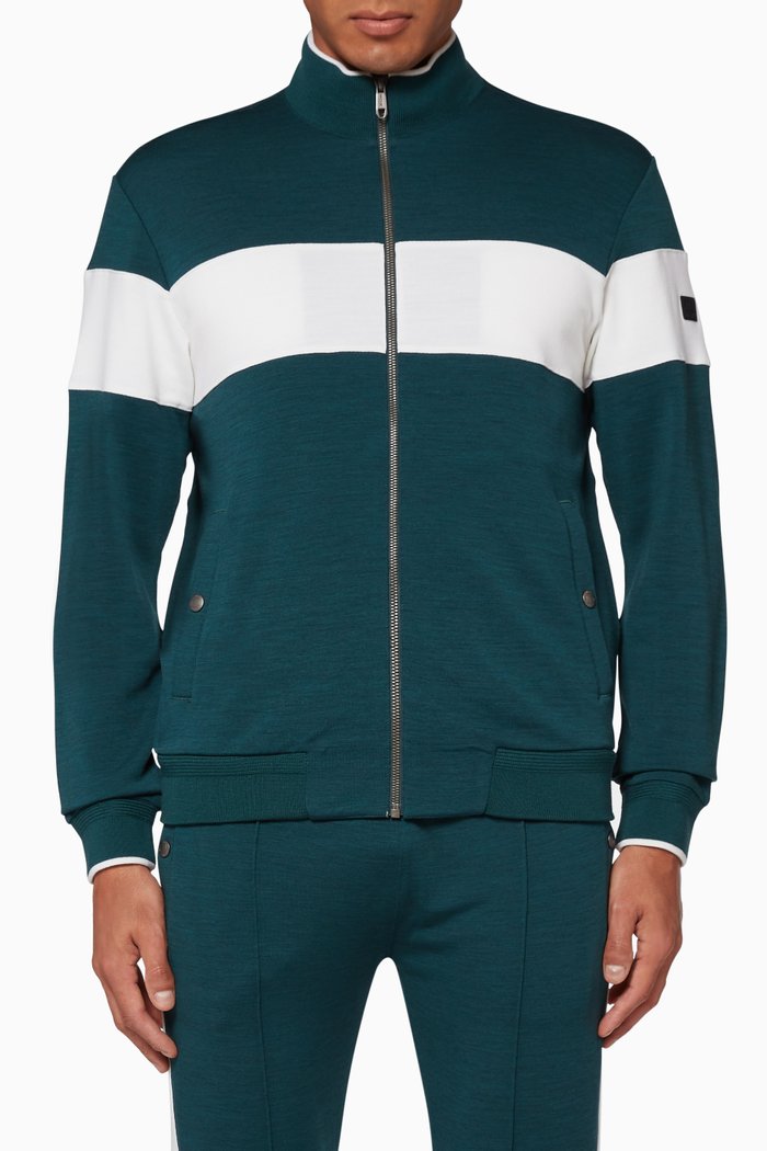 

Techmerino Contrast Striped Sweatshirt, Green