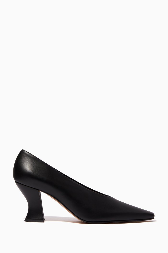 Almond Nappa Leather Pumps, Black