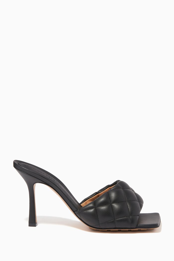 

Padded Leather Mule Sandals, Black