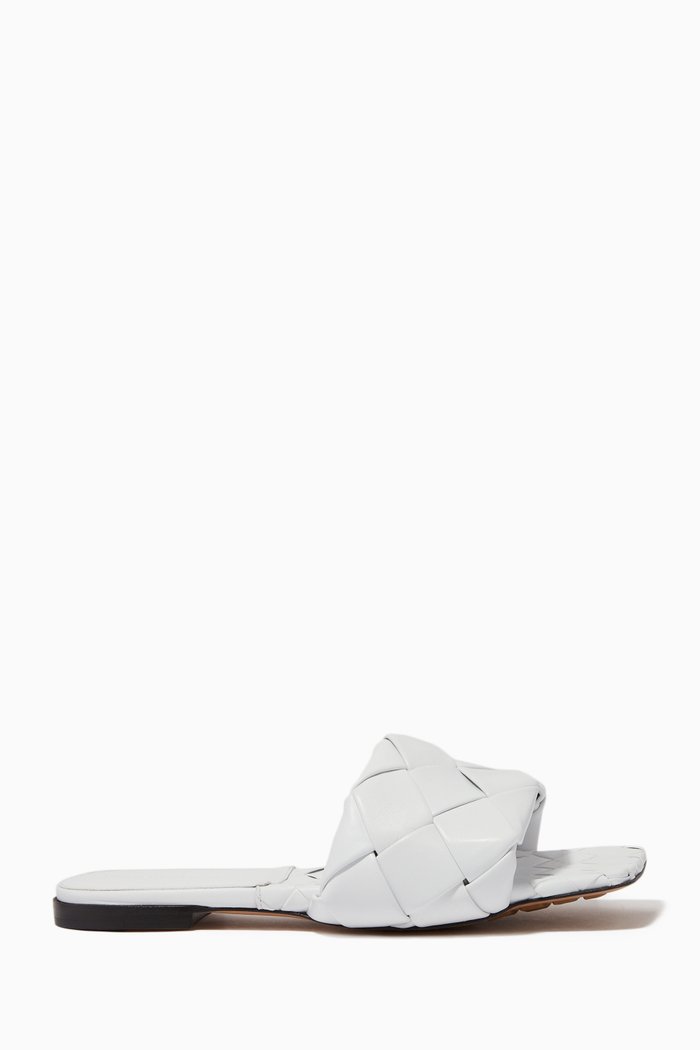 

Lido Flat Sandals in Quilted Intrecciato Nappa, White