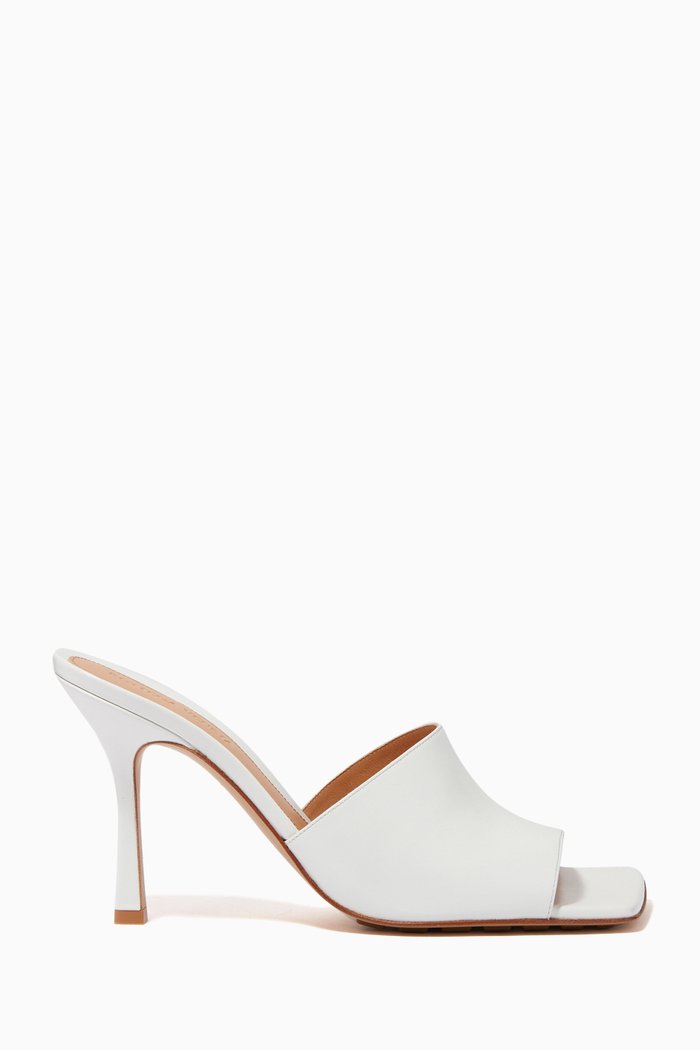 

Nappa Leather Stretch Mule Sandals, White