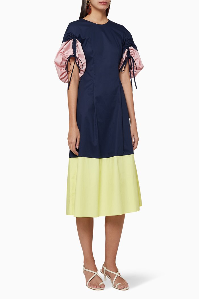 

Orchid Colour-Block Cotton Dress, Blue