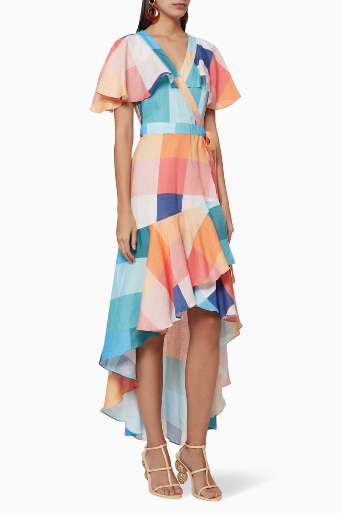

Sienna Checkered Wrap Dress, Multicolour