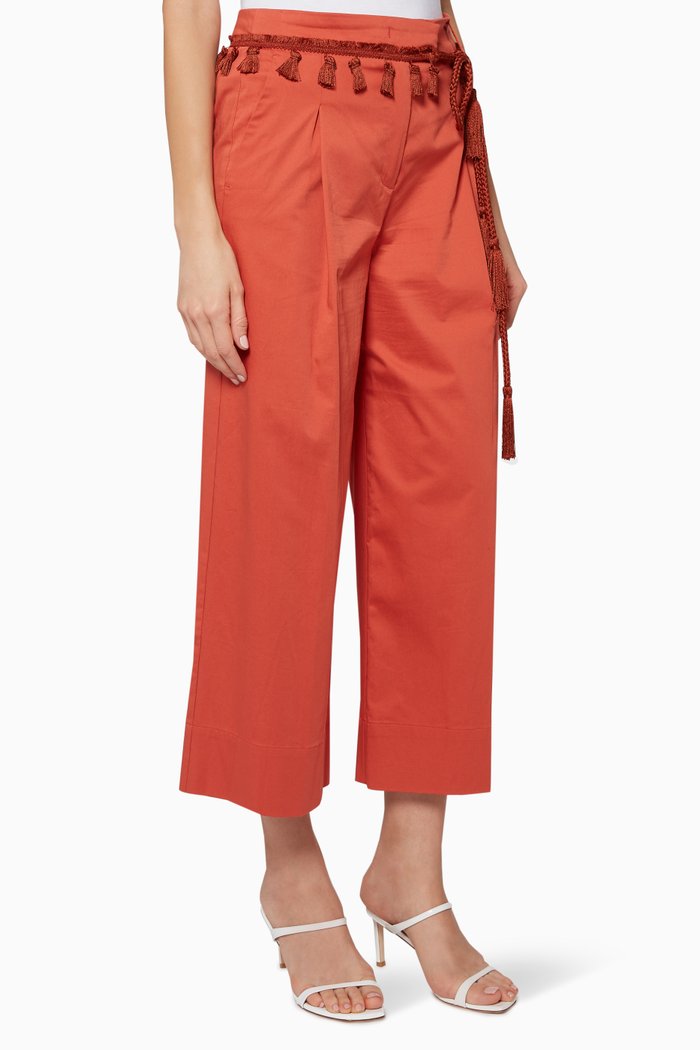 

Wide-Leg Cropped Pants, Brown