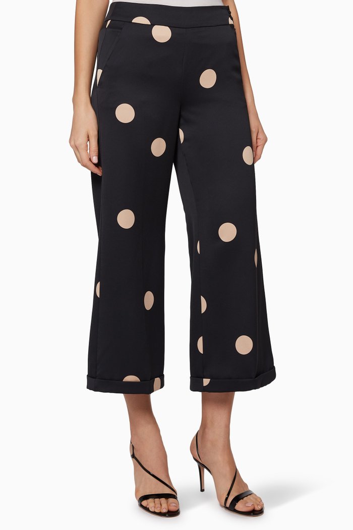 

Polka Dot Cropped Pants, Black