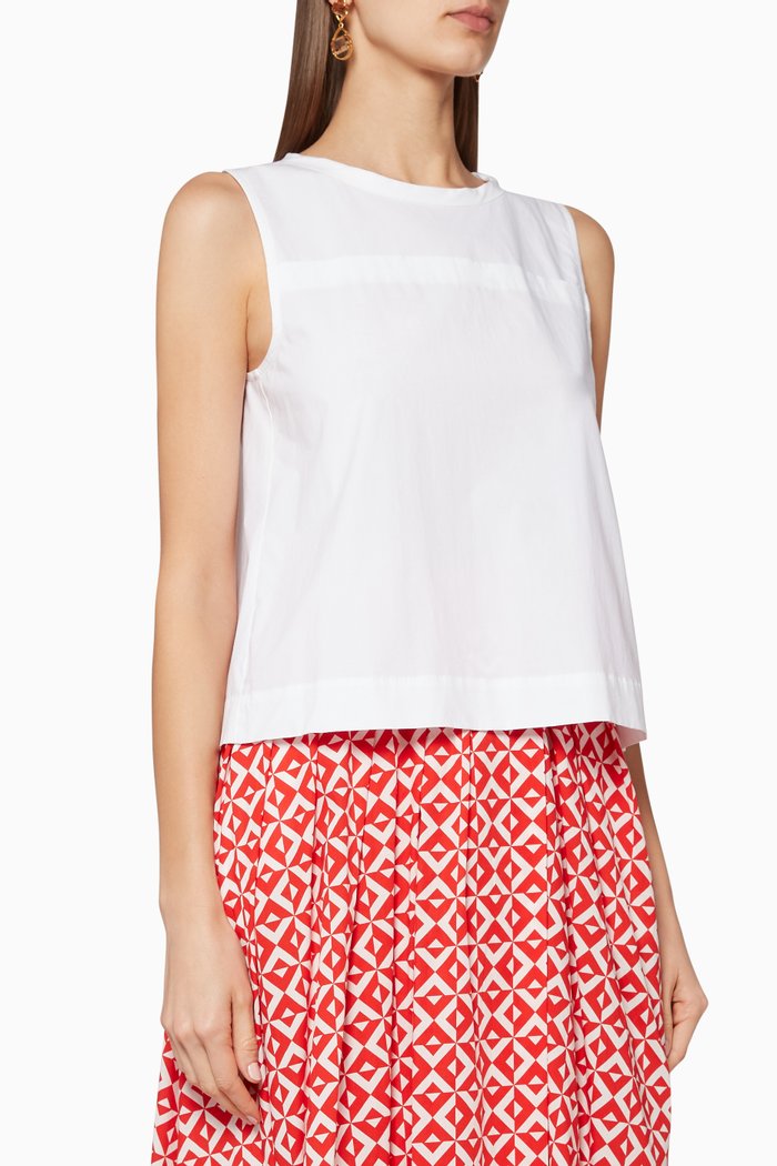 

Pleated Sleeveless Top, White