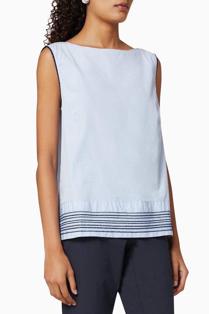 

Embroidered Cotton Top, Blue