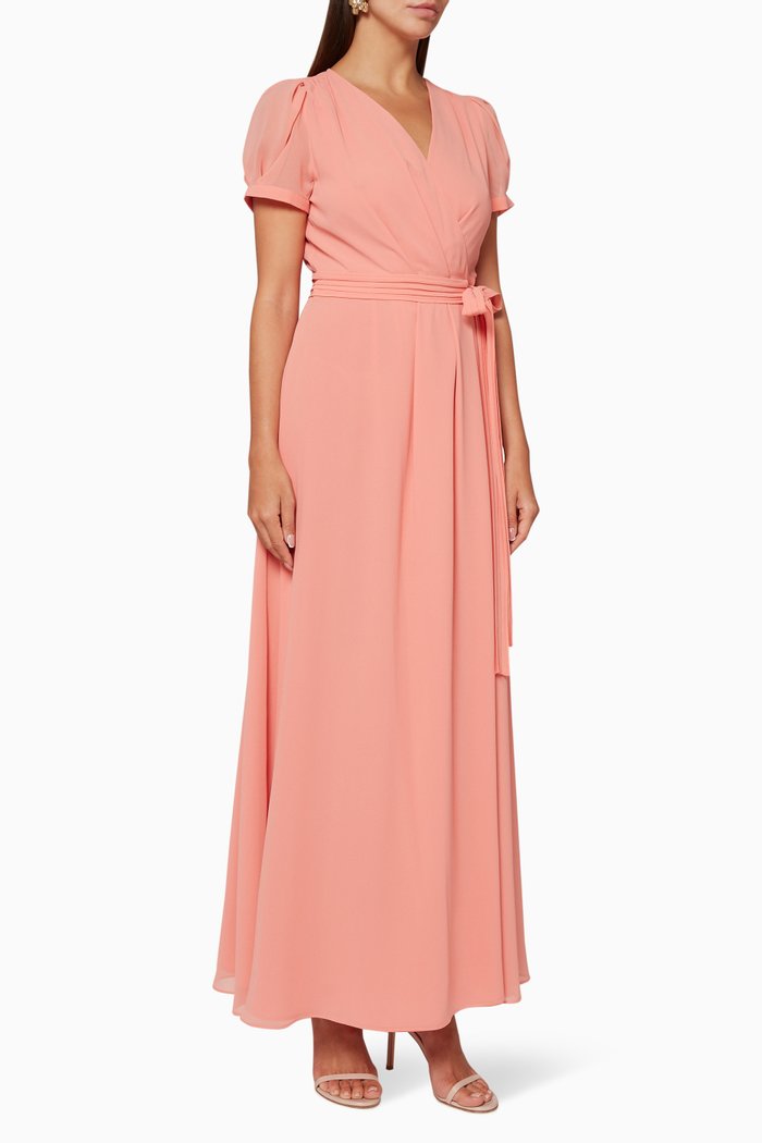 

Rank Wrap Midi Dress, Pink