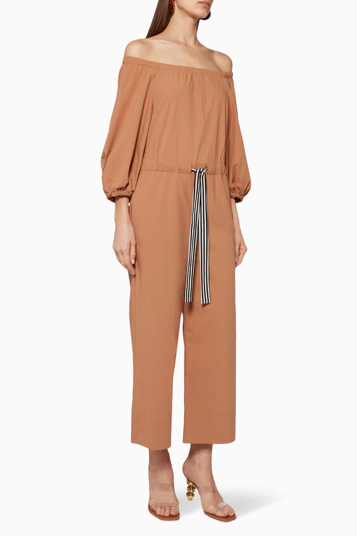 

Adorato Off-Shoulder Jumpsuit, Brown