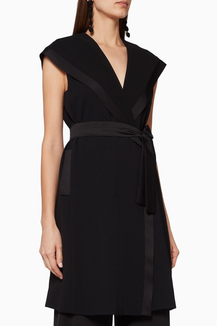 Sleeveless Wrap Top, Black