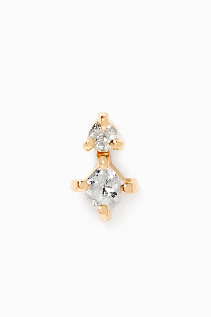 

Princess & Round Diamond Piercing Earring in 14kt Yellow Gold